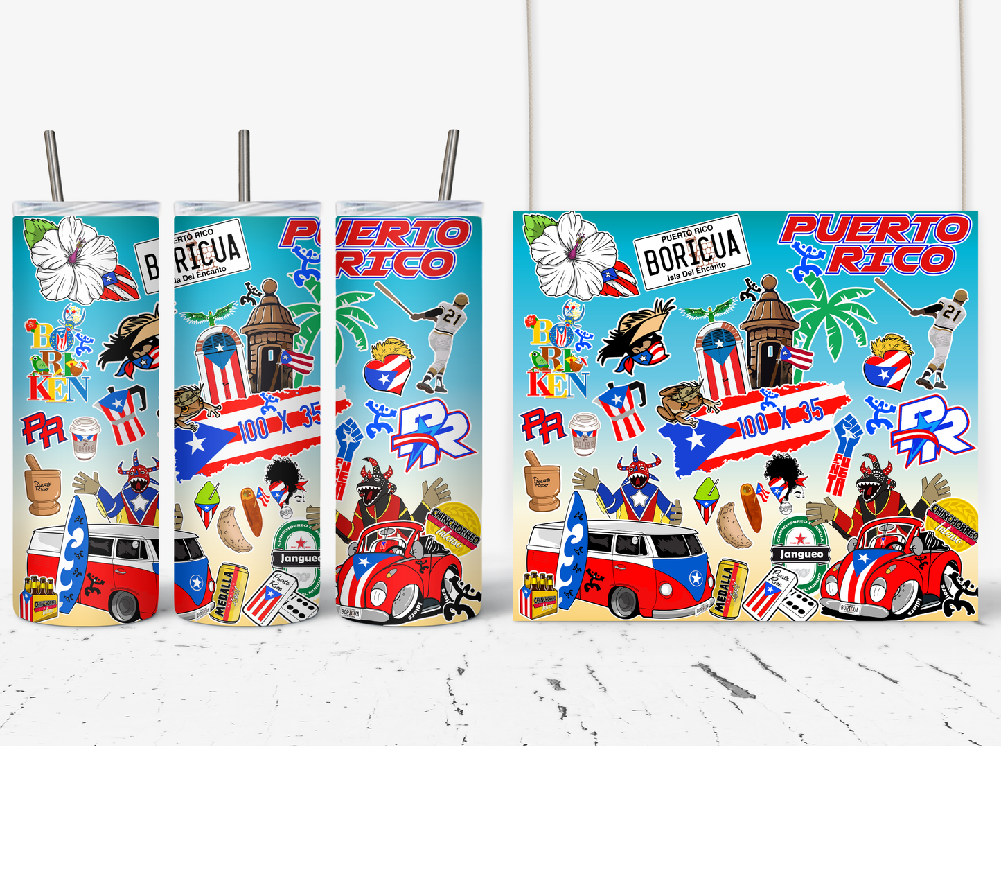 Vaso Termico 20 oz - #11 collage boricua