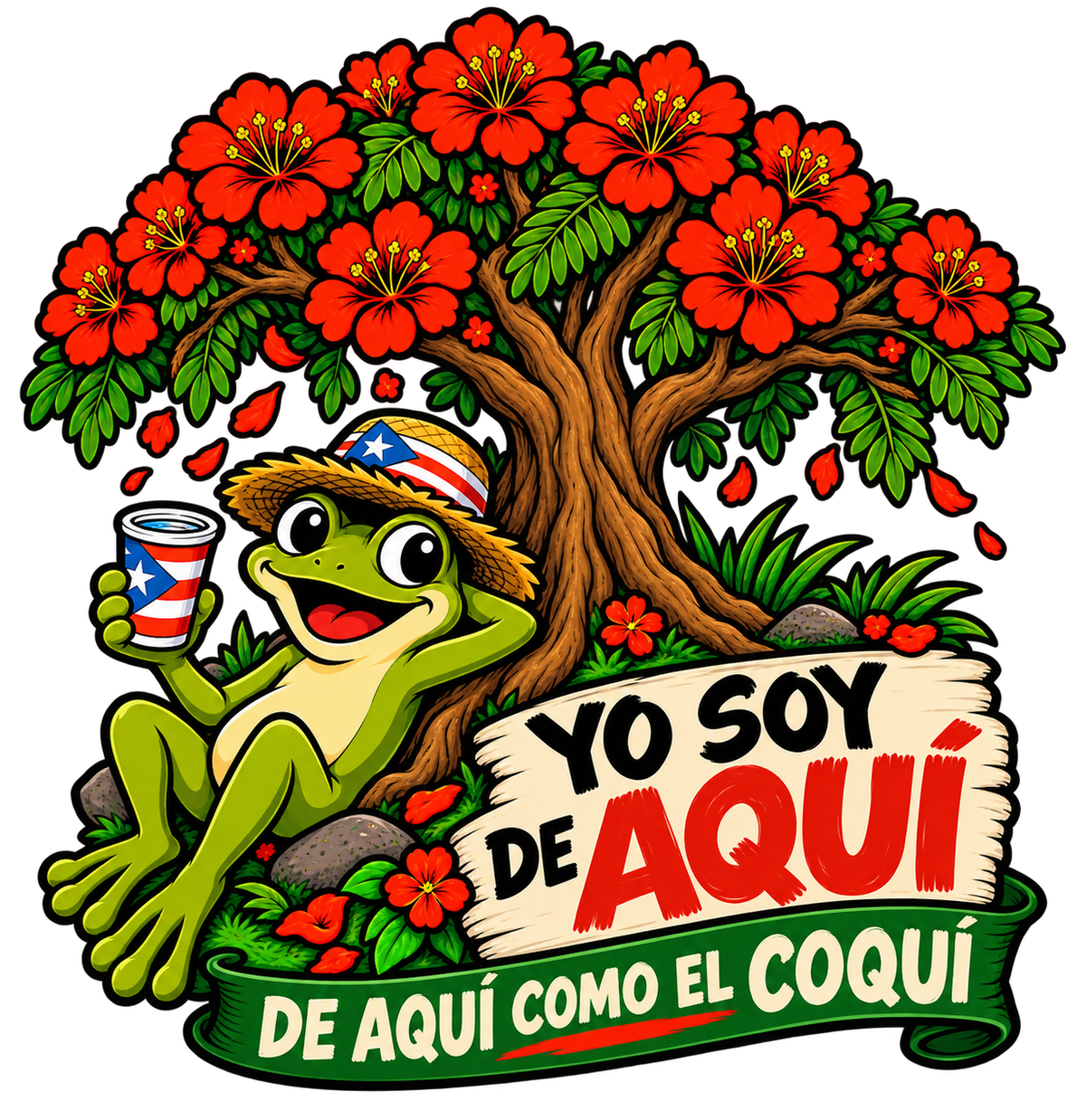 YO SOY DE AQUI COQUI Y FLAMBOYAN